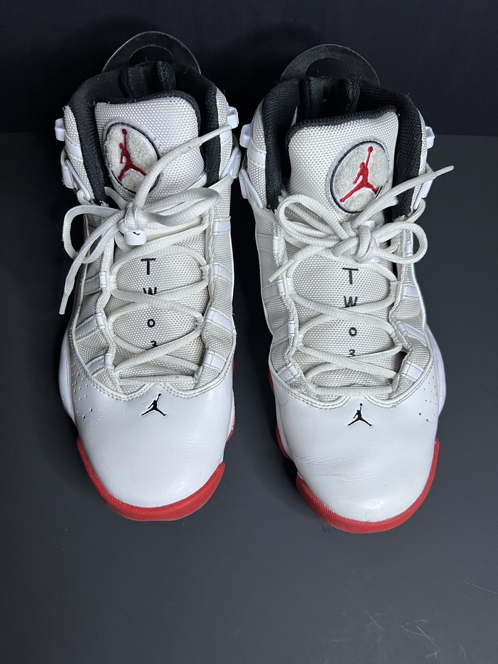 Jordan Kids White and Red High-Top Basketball Sneakers